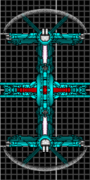 Gamma type battle station <br />Although a seemingly frail installation the Gamma class battle station  can more than withstand its own against larger vessels. The thin frame is composed of a high-tech metal alloy that can stand its own against most conventional weaponry. Carries two medium range blasters along with four light lasers and two hangars.