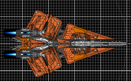 TTW-7 Detroyer <br />a heavily armed ship using powerful beam technology and a new rail gun. the TTW-7 tough armor plating but there are weak spots where weapons have been mounted to counter this the ship is fast fot its size to avoid capital ships heavy weaponry.