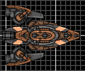 A rather Generic-looking orange spaceship